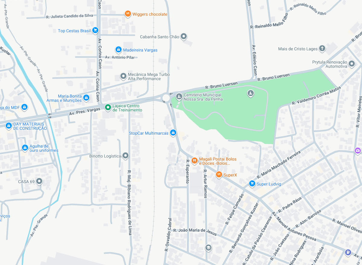 Mapa do bairro São Miguel, em Lages, com a loja marcada